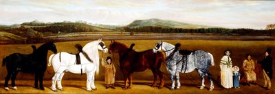 English Farm Family with their draft horses by Unbekannt Unbekannt
